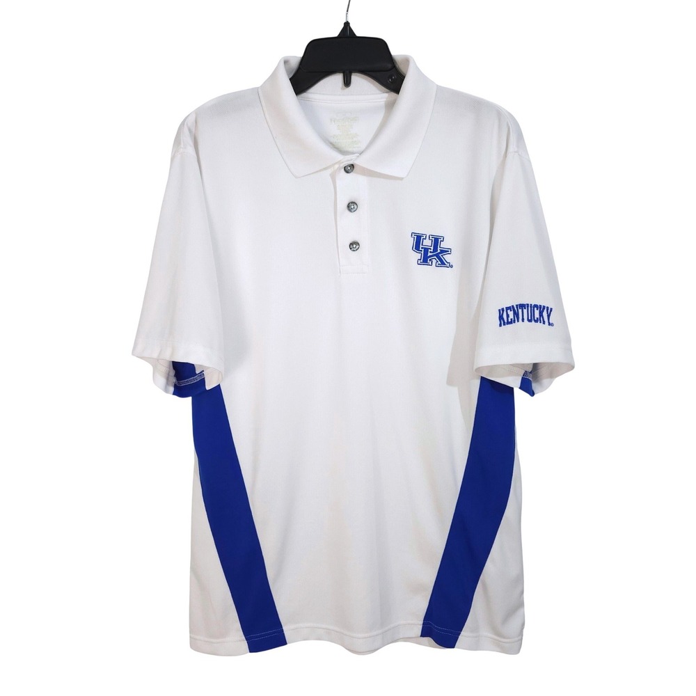 ProEdge Kentucky Wildcats Polo Shirt Mens Medium White Blue Mesh Short Sleeve